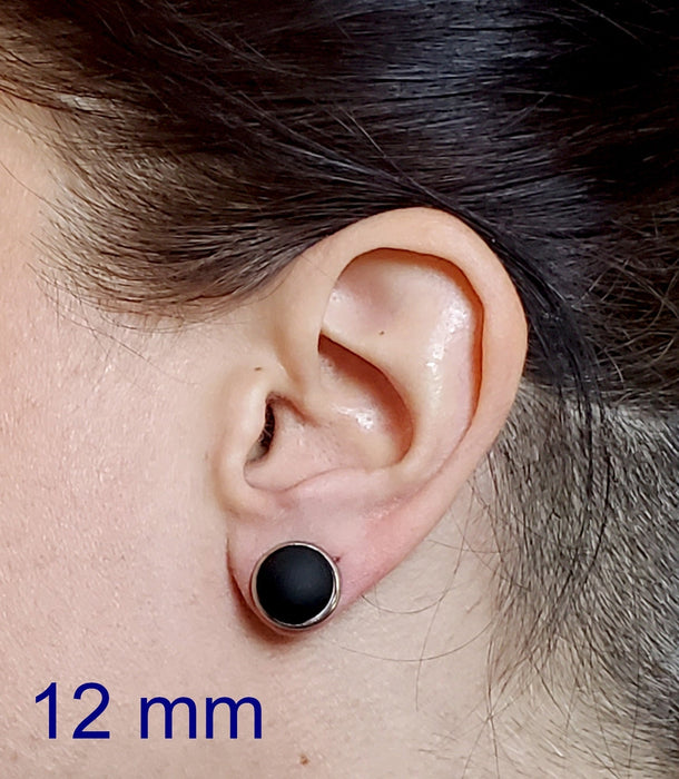 Boucles d'oreilles cabochon hibiscus (saumon) en verre fusion - Bijoux Le fil d'Ariane