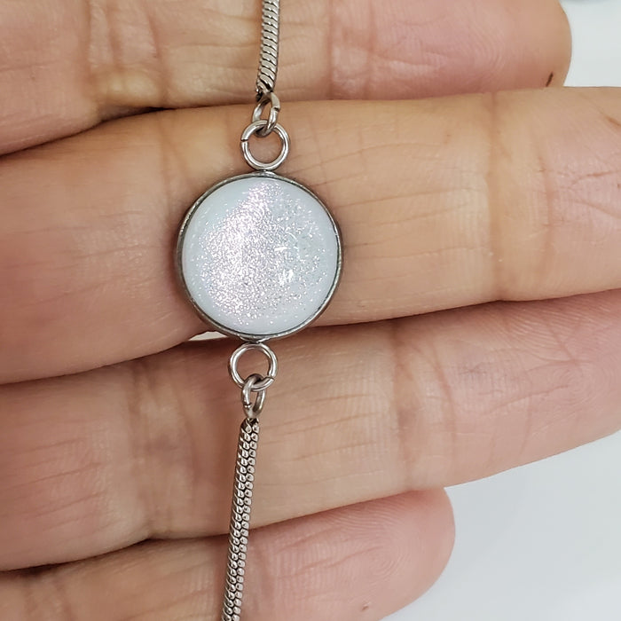 Bracelet ajustable blanc et rose