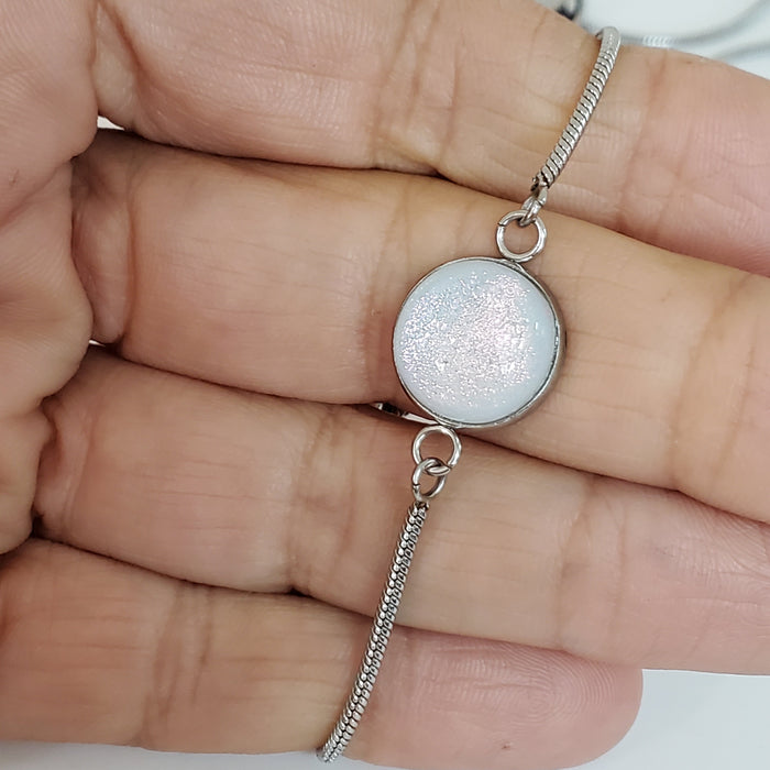 Bracelet ajustable blanc et rose