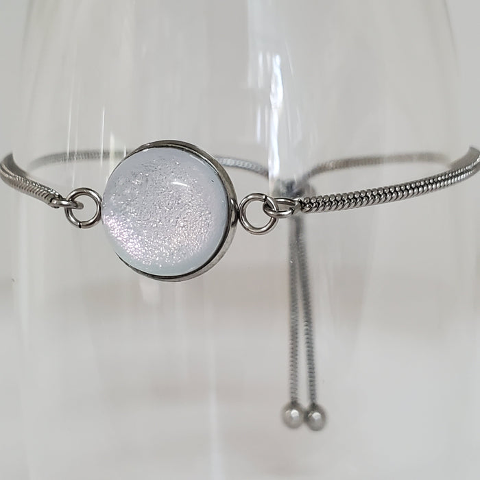 Bracelet ajustable blanc et rose