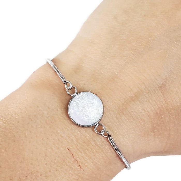 Bracelet ajustable vert-doré et blanc