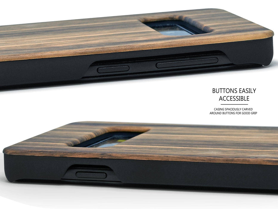 Étui samsung galaxy s10 en bois zébré et côtés en polycarbonate