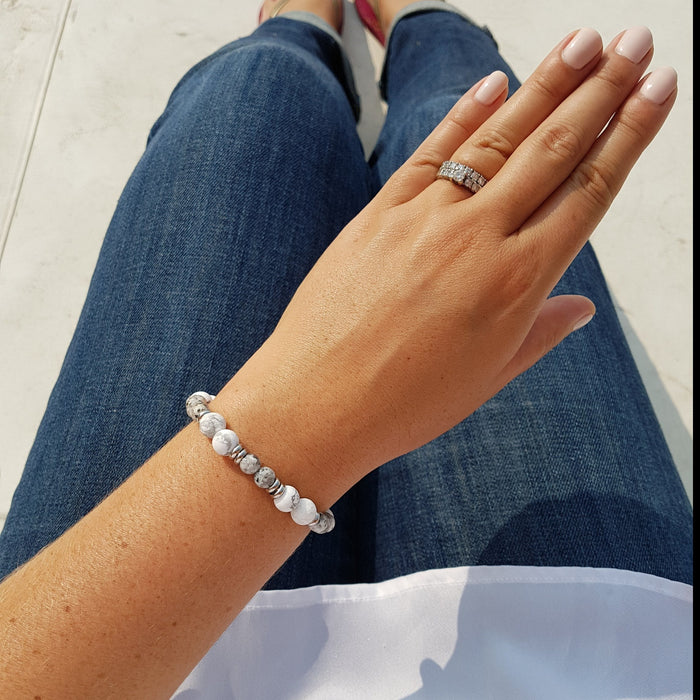 Sérénité - bracelet pour femmes en pierres semi-précieuses et acier inoxydable