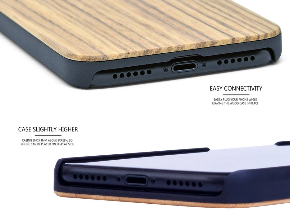 Étui iphone x et xs en bois zébré et côtés en polycarbonate