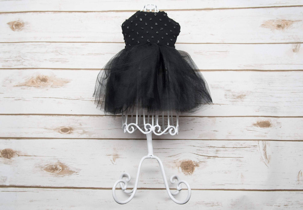 2 robes pour chien dans une! oui, c'est possible!: robe tutu noire réversible en coton noir et cuirette et chiffon suisse à pois surélevés