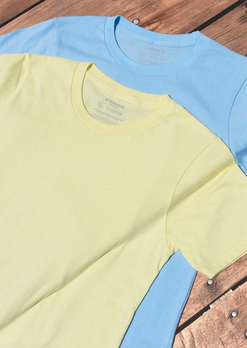 2 t-shirts bleu clair - jaune pâle
