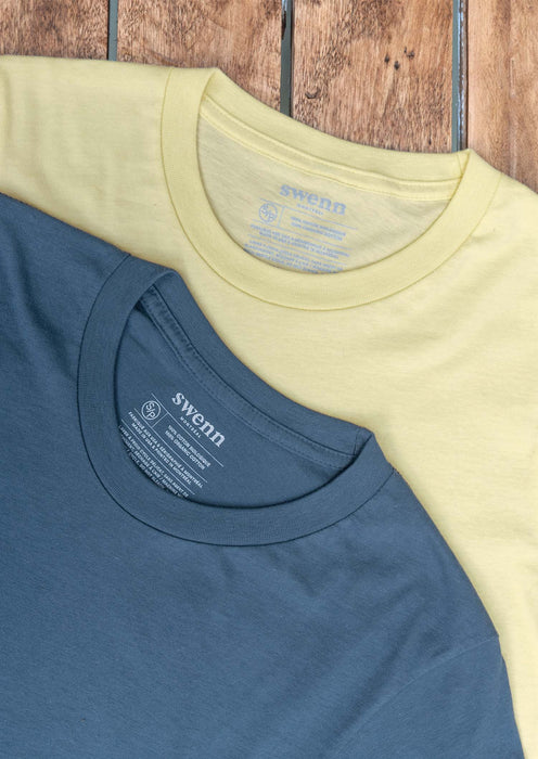 2 t-shirts bleu pacifique - jaune pâle
