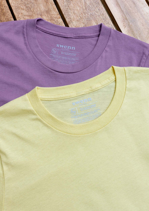 2 t-shirts lilas - jaune pâle