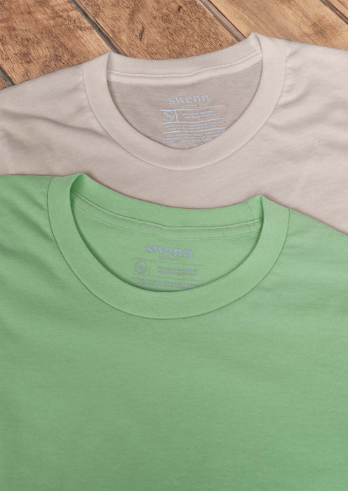 2 t-shirts vert lichen - naturel