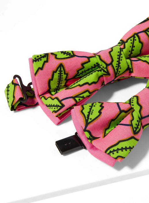 Noeuds papillon père-fils - rose feuillage éclatant