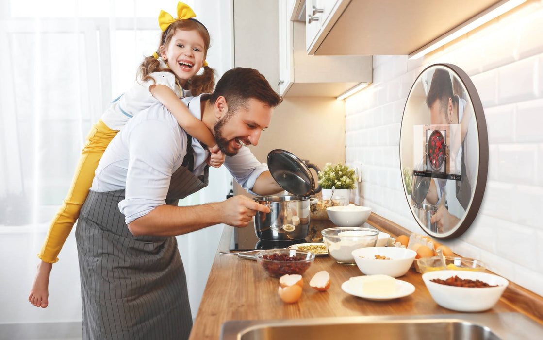 Hilo™ miroir avec écran tactile, lumières led et manche en cuir