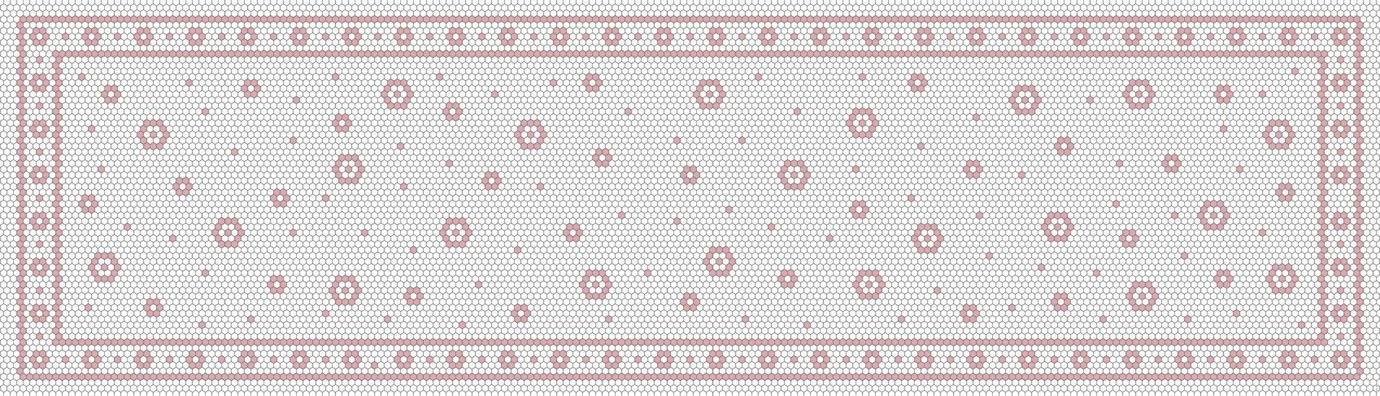 Tapis de vinyle runner mosaique fleur blush - vinyl runner carpets blush mosaic flower