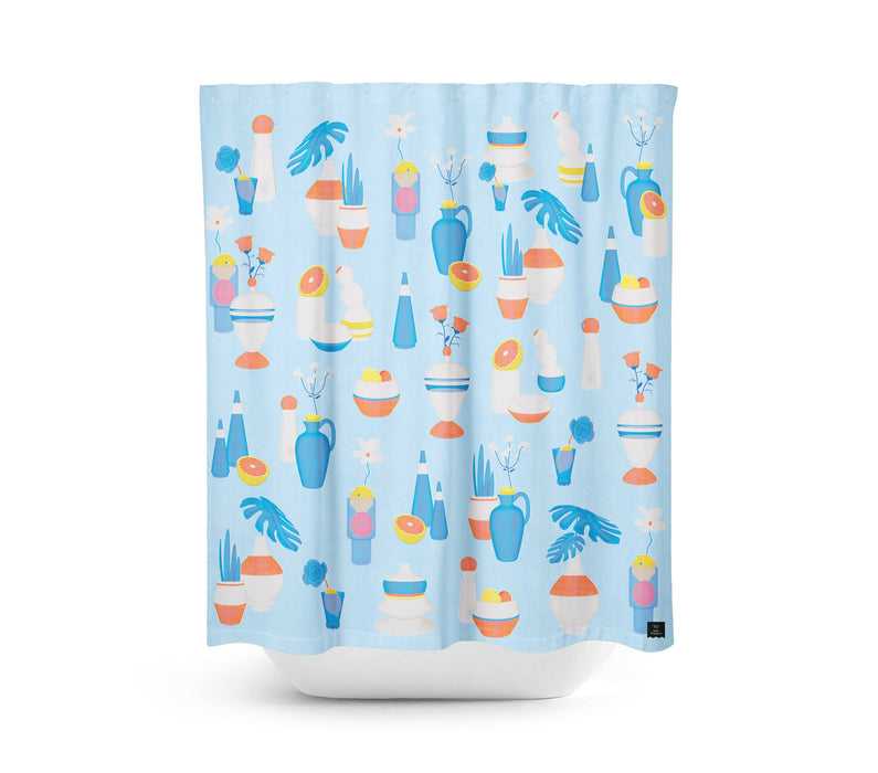 Rideau de douche en polyester, imperméable et lavable, 71" x 71", conçu en collaboration avec l'artiste amélie tourangeau