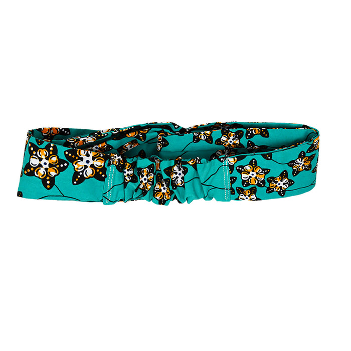 Bandeau croisé - vert avec fleurs