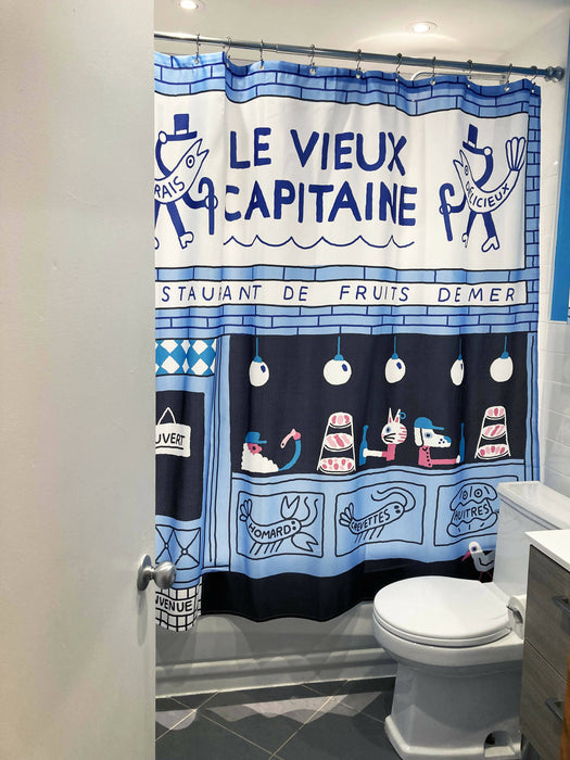 Rideau de douche de polyester, lavable à la machine, 71" x 71", conçu en collaboration avec l'artiste ben tardif