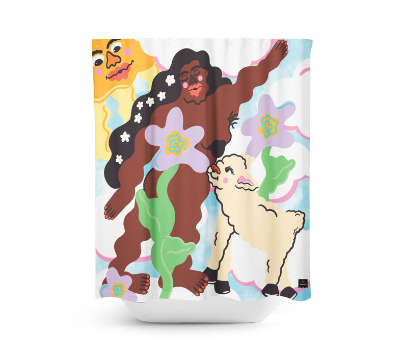 Rideau de douche de polyester, imperméable et lavable, 71" x 71", conçu en collaboration avec l'artiste teenadult