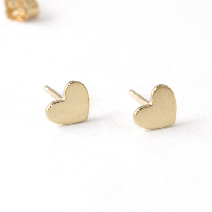 Heart Stud Earrings – 14k Yellow Gold - Camillette