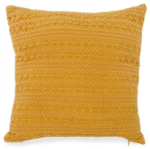 Coussin jaune tricot