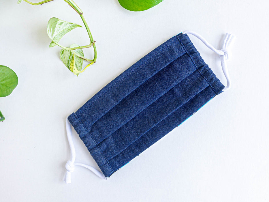 Masque en tissu - denim bleu