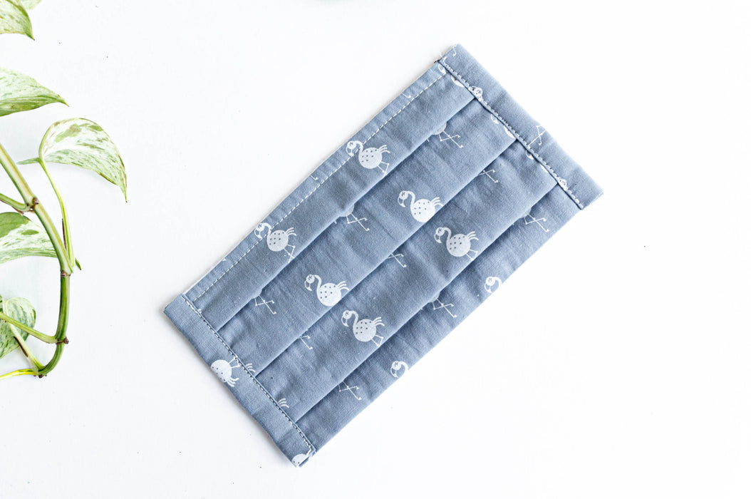 Masque en tissu - denim & flamingo