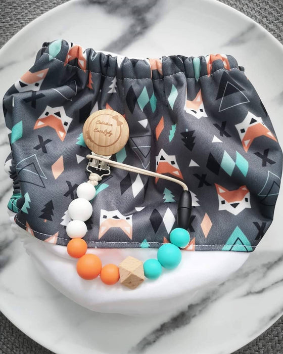 Duo couche lavable et attache suce renard