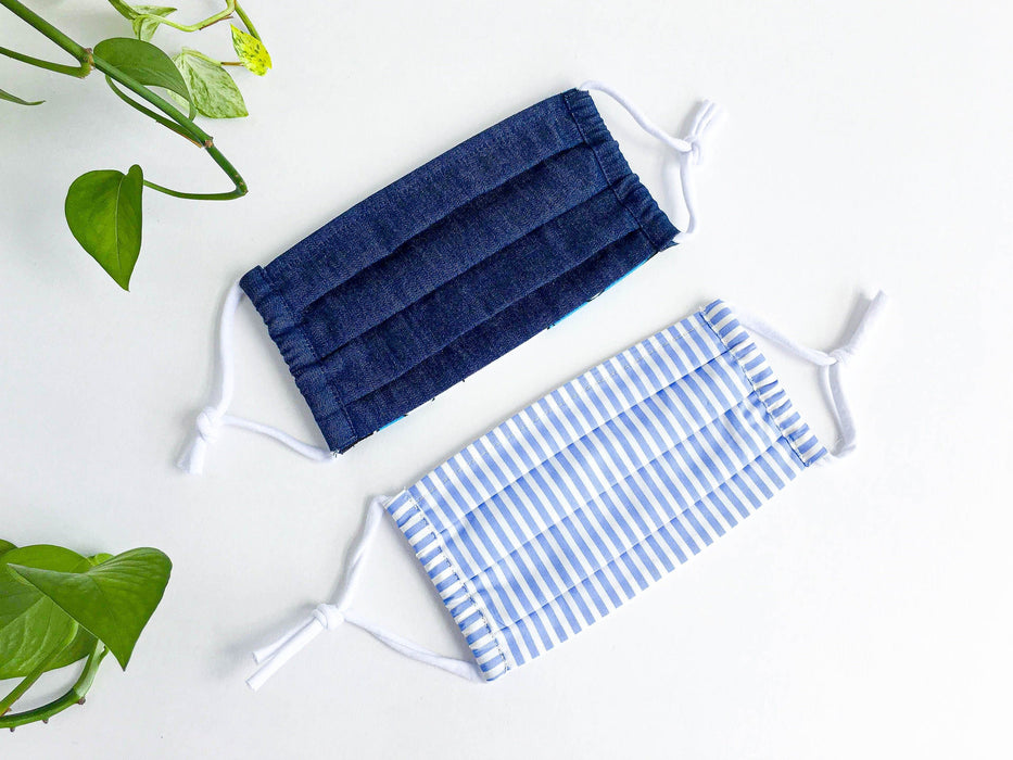 Masque en tissu - denim & rayures