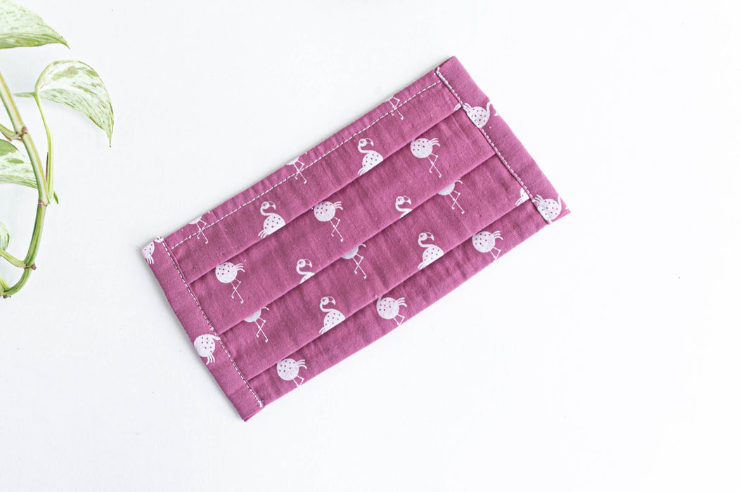 Masque en tissu - denim & flamingo