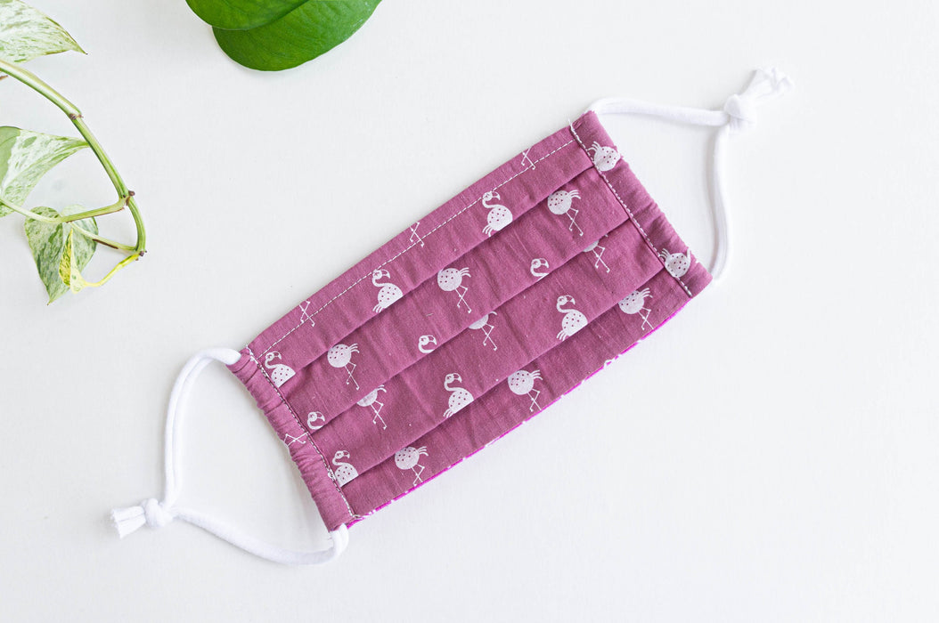 Masque en tissu - denim & flamingo