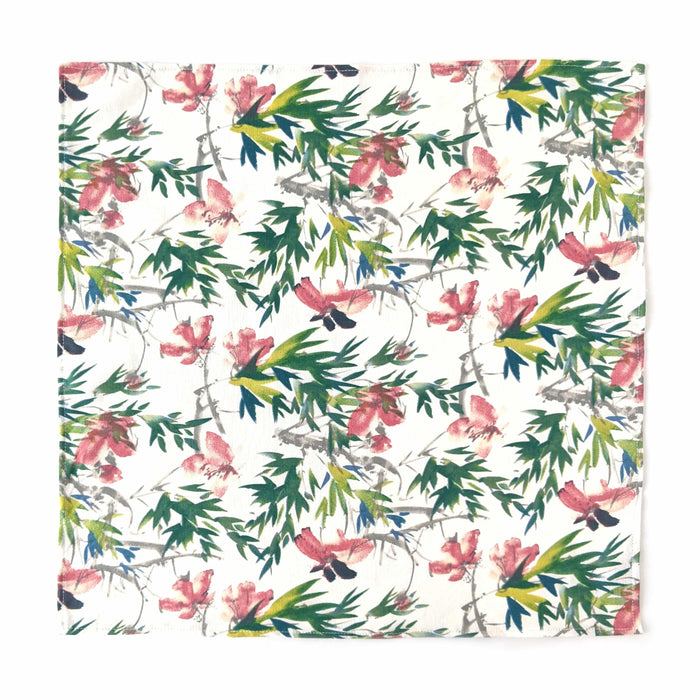 Furoshiki - emballage réutilisable - coton, blanc, fleur