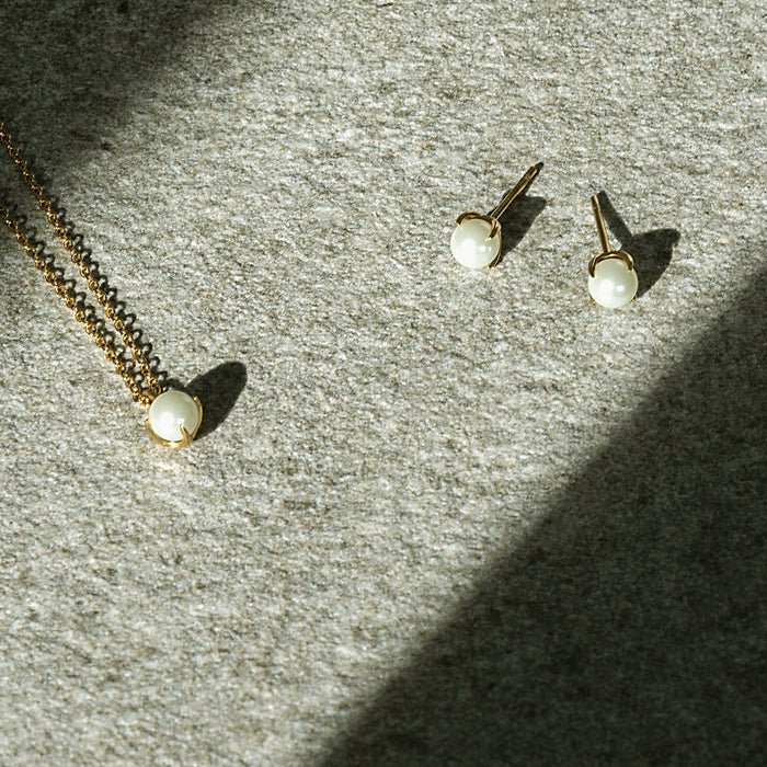 Boucles d'oreilles perles délicates argent en acier inoxydable