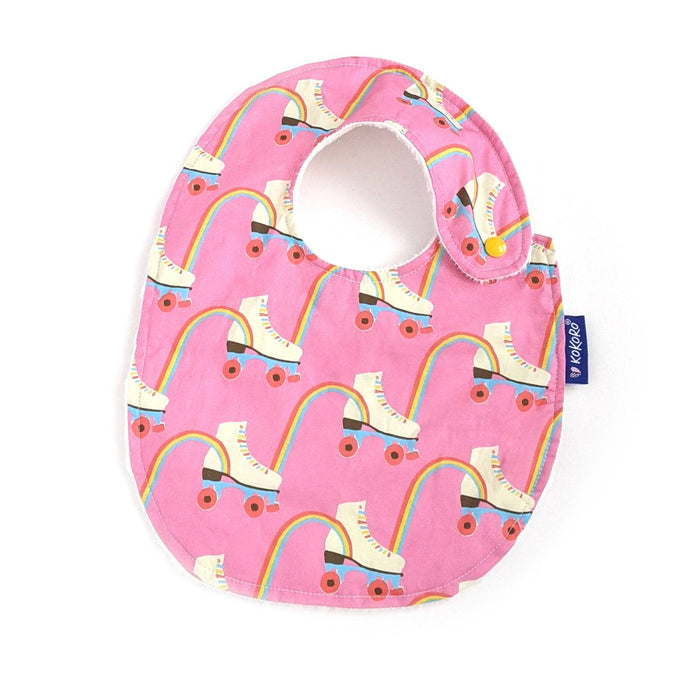 Bavoir classique - coton, rose - patins à roulettes