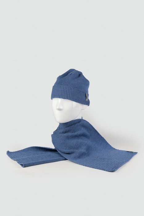 Écharpe en laine mérinos extra fine, bleu denim