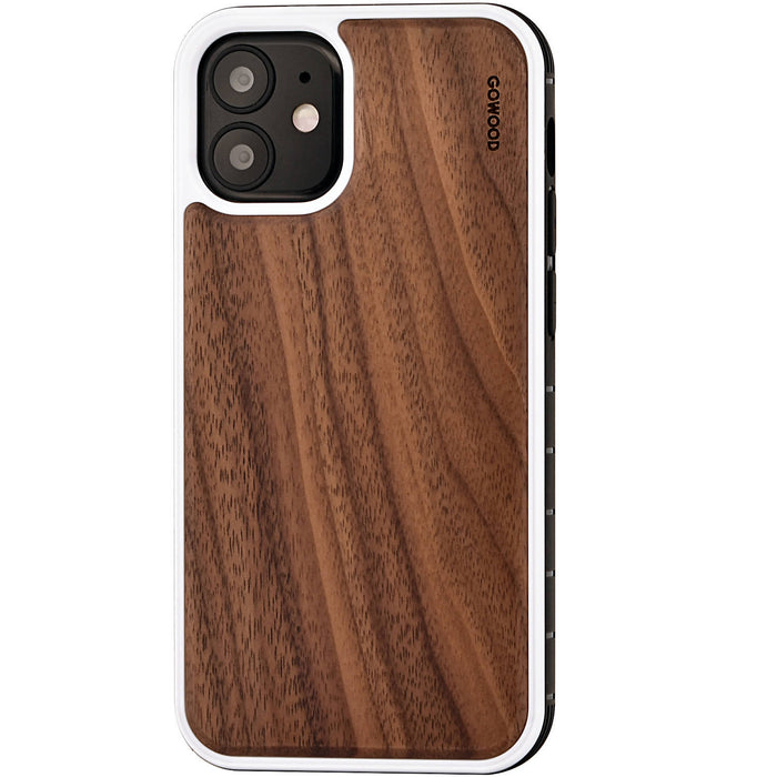 Étui iphone 12 mini en bois de noyer et côtés en tpu