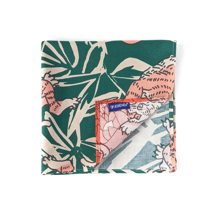 Furoshiki - emballage réutilisable - coton, orange et vert