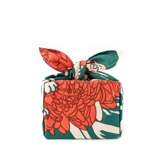 Furoshiki - emballage réutilisable - coton, orange et vert