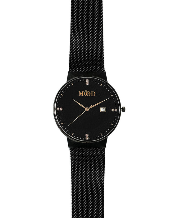 Montre pop's en acier inoxydable tissé noir