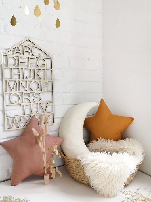 Abécédaire mural en bois, alphabet en bois, abécédaire, abécédaire bois mural, abécédaire mural, cadre maison en bois, the butter flying