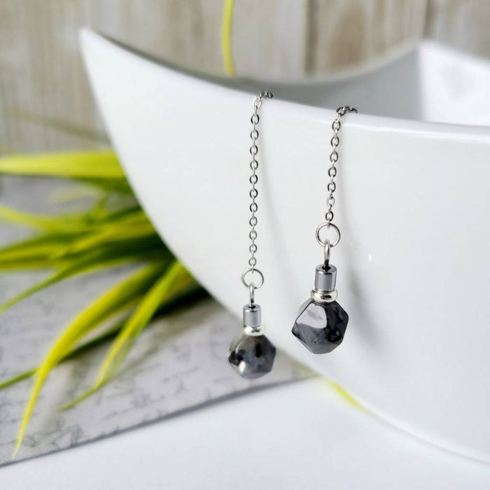 Boucle d'oreilles en pierres de labradorite facetté