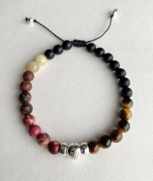 Combo de bracelets cuir d'autruche et pierres semi-précieuses