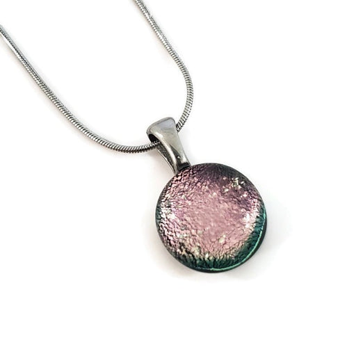 Mini pendentif, rose pâle, verre fusion - Bijoux Le fil d'Ariane