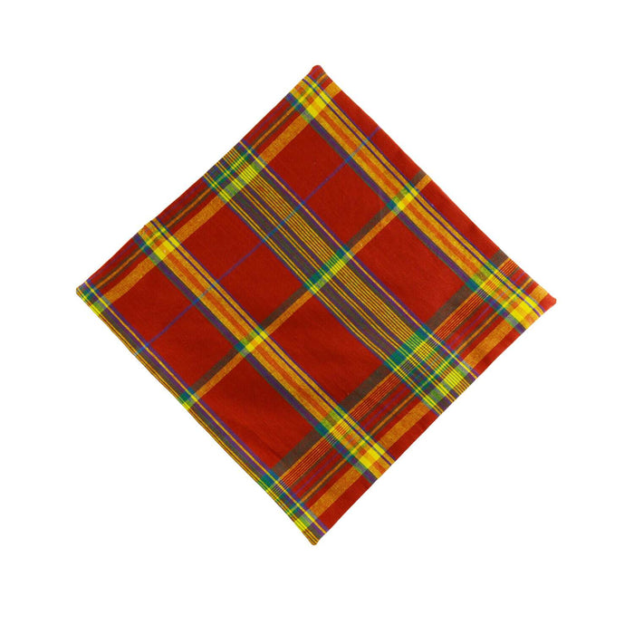 Foulard pochette réversible - rouge & jaune madras
