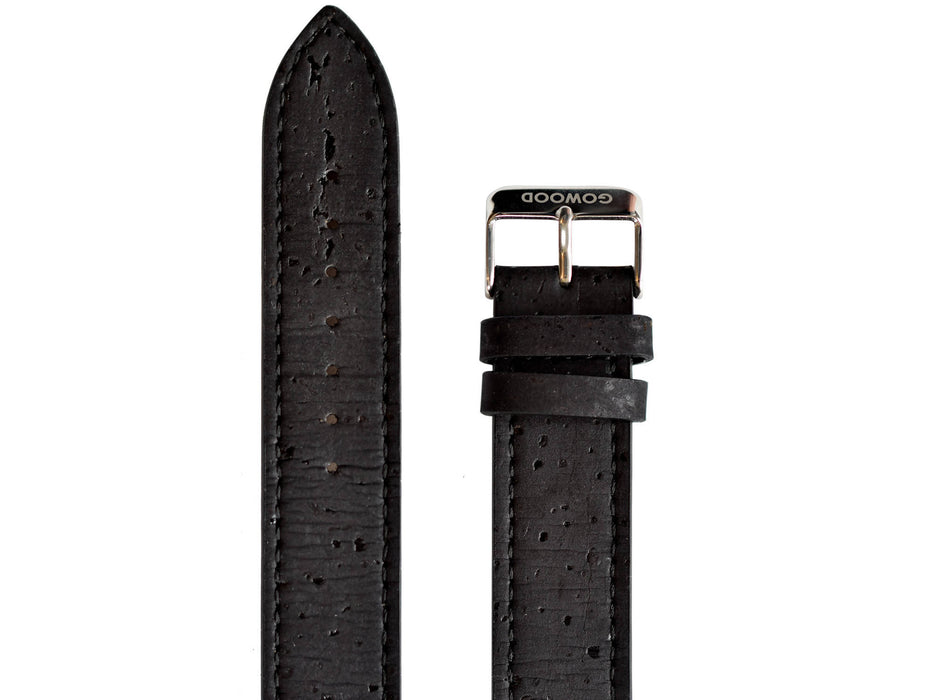 Montre en bois de santal noir avec bracelet en liège noir