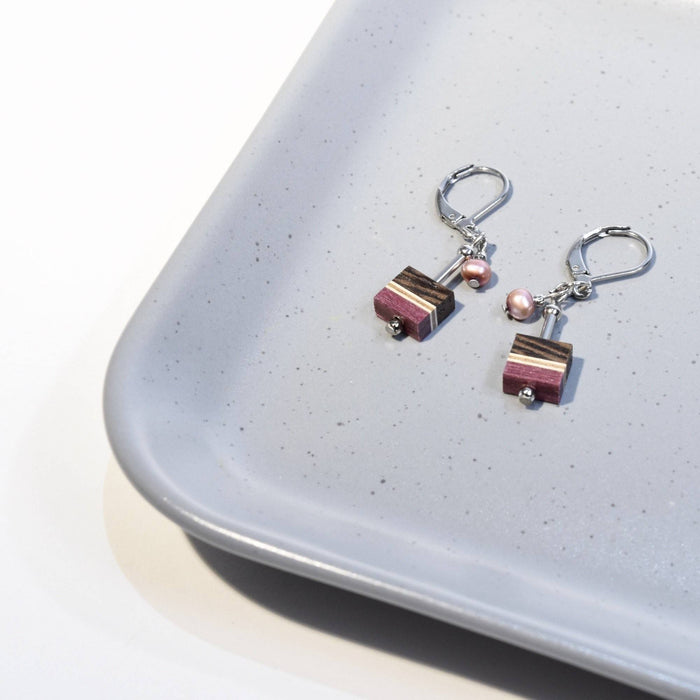 Boucles longue avec perles rose