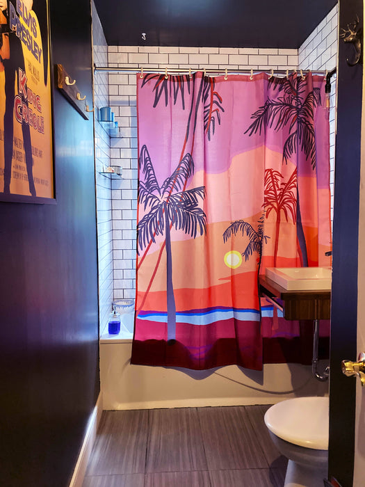 Rideau de douche de polyester, imperméable et lavable, 71" x 71", conçu en collaboration avec l'artiste anne faf