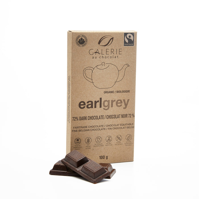 Earl grey barre de chocolat noir 72%
