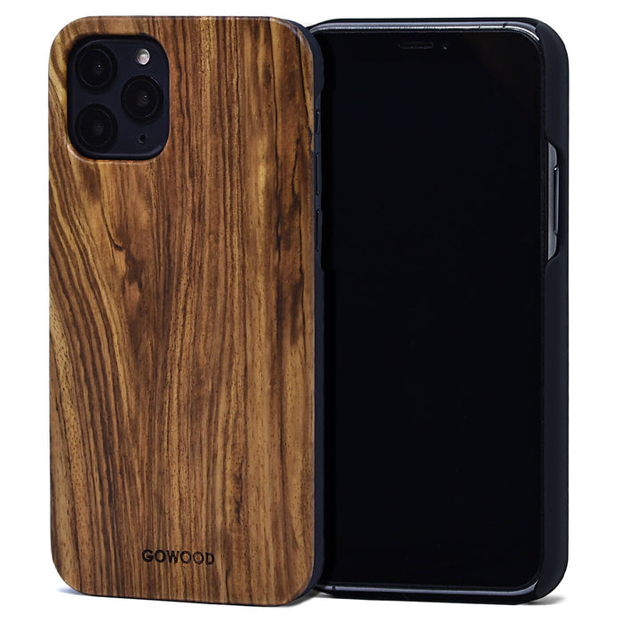 Étui iphone 11 pro en bois zébré et côtés en polycarbonate