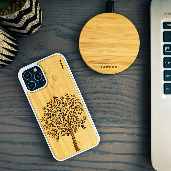 Chargeur sans fil en bois de bambou