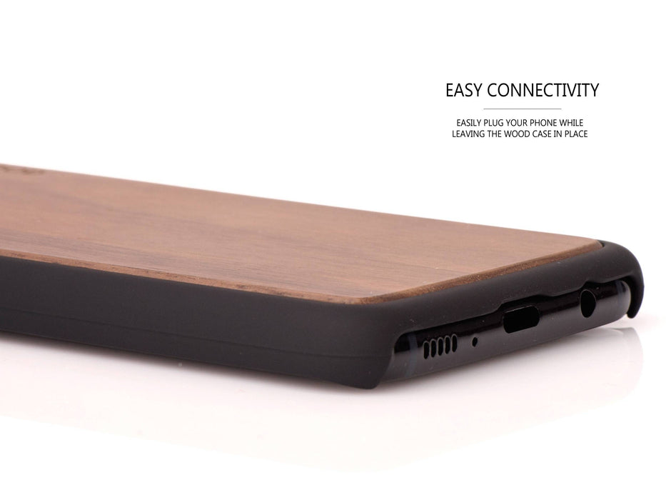 Étui samsung galaxy s8 en bois noyer et côtés en polycarbonate