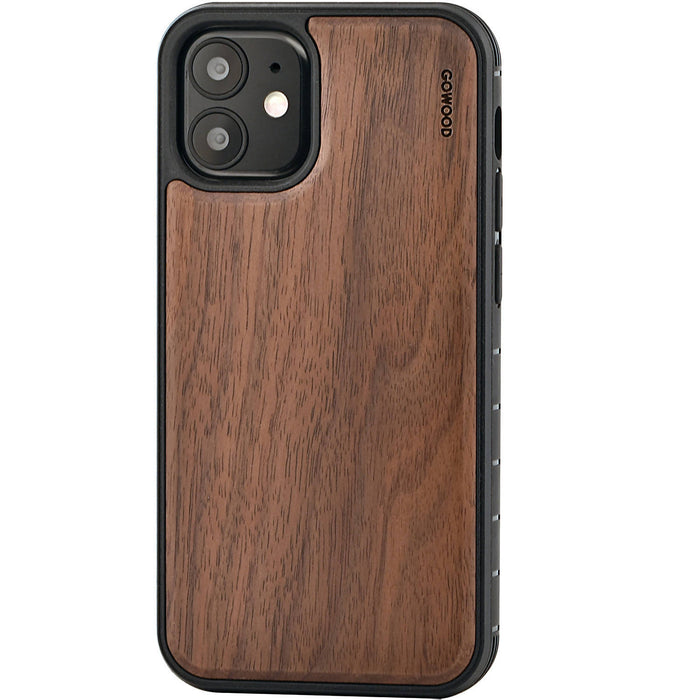 Étui iphone 12 mini en bois de noyer et côtés en tpu