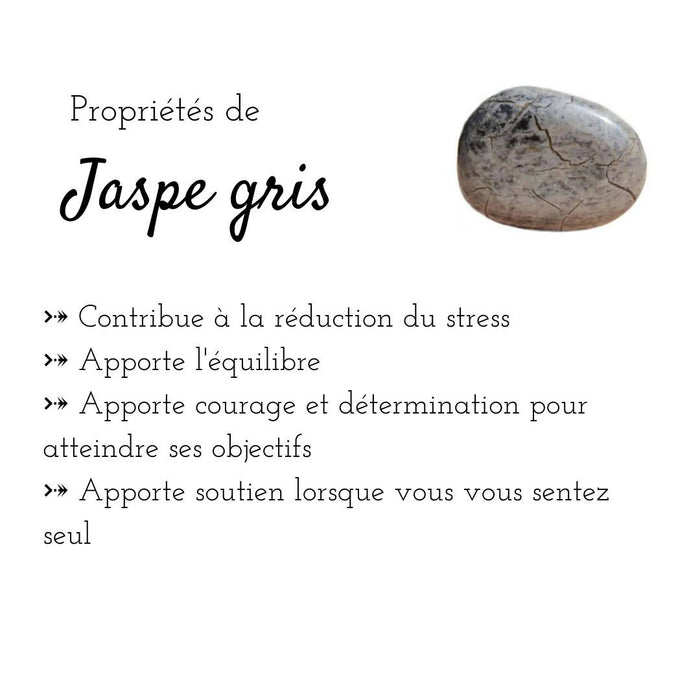 Bracelet élastique pour hommes en pierres naturelles de guérison : pierre de lave et jaspe gris